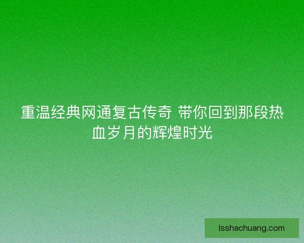 重温经典网通复古传奇 带你回到那段热血岁月的辉煌时光