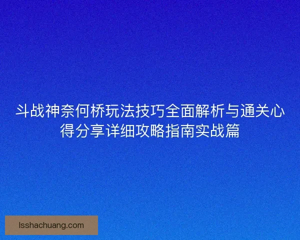 斗战神奈何桥玩法技巧全面解析与通关心得分享详细攻略指南实战篇