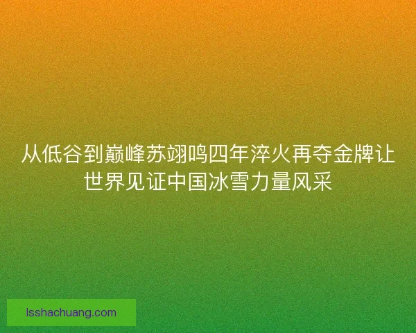 从低谷到巅峰苏翊鸣四年淬火再夺金牌让世界见证中国冰雪力量风采