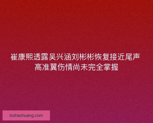 崔康熙透露吴兴涵刘彬彬恢复接近尾声 高准翼伤情尚未完全掌握